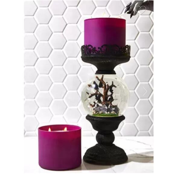 HALLOWEEN CEMETERY PEDESTAL WATER GLOBE CANDLE HOLDER by Bath and Body Works - Picture 5 of 6